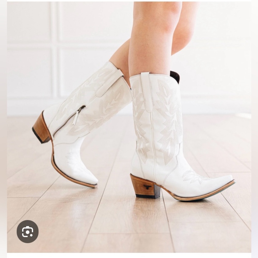 Lane White Patent Leather Off The Record Midi Boots